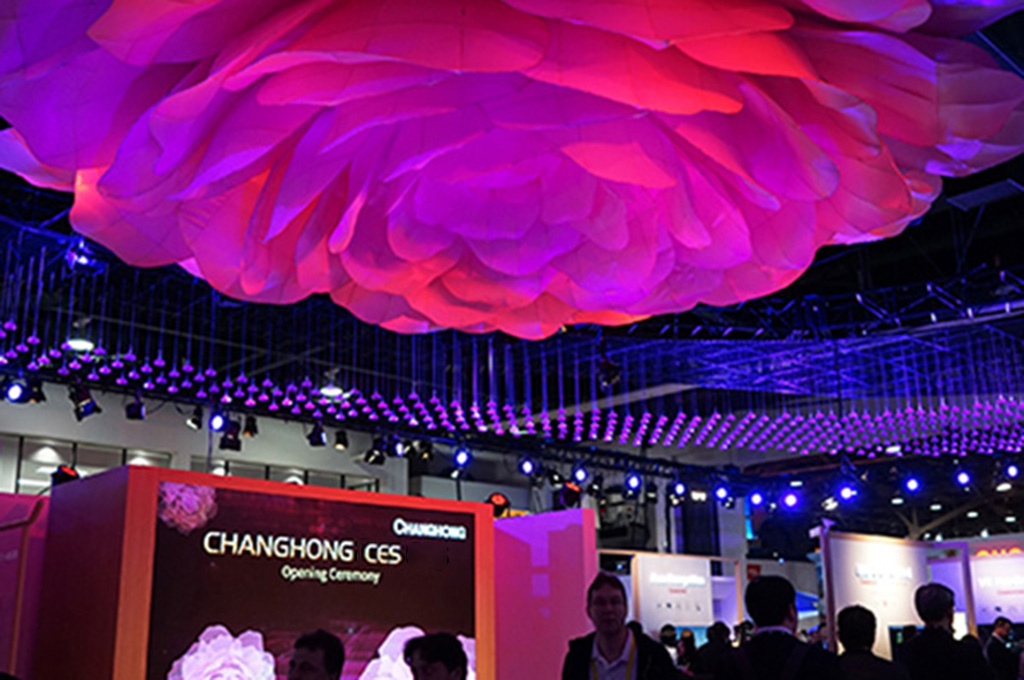 Great Peony Flower Lantern Blossoms On the Changhong Exhibit Booth In CES